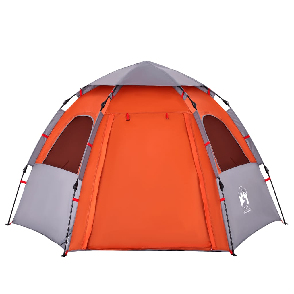 Kampeertent 4-persoons snelontgrendeling grijs en oranje is nu te koop bij PeponiXL, paradijselijk wonen!