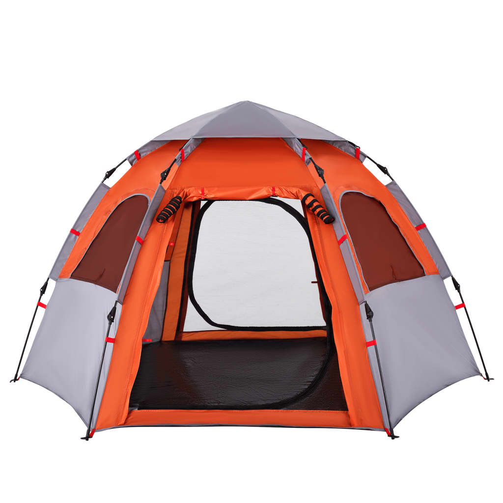 Kampeertent 4-persoons snelontgrendeling grijs en oranje is nu te koop bij PeponiXL, paradijselijk wonen!