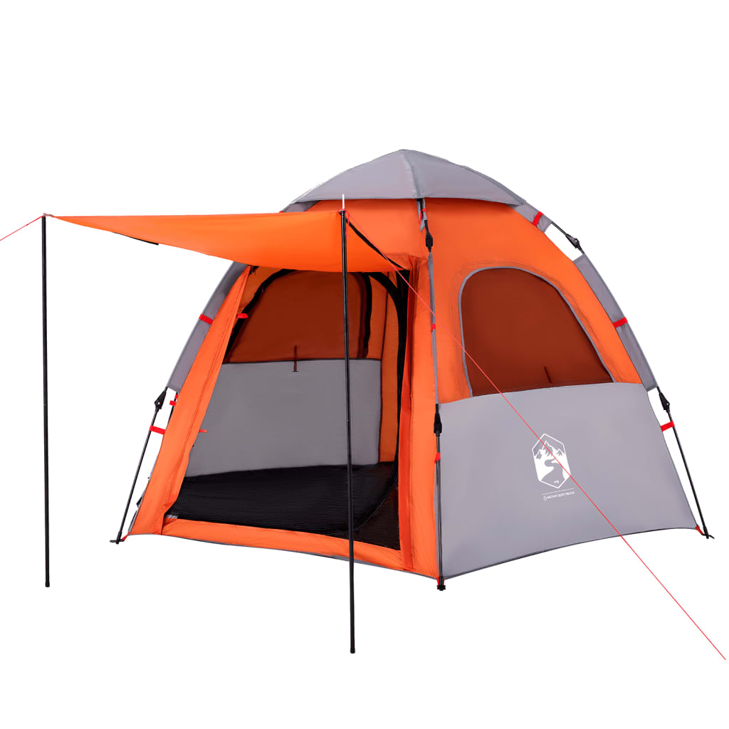 Kampeertent 4-persoons snelontgrendeling grijs en oranje is nu te koop bij PeponiXL, paradijselijk wonen!