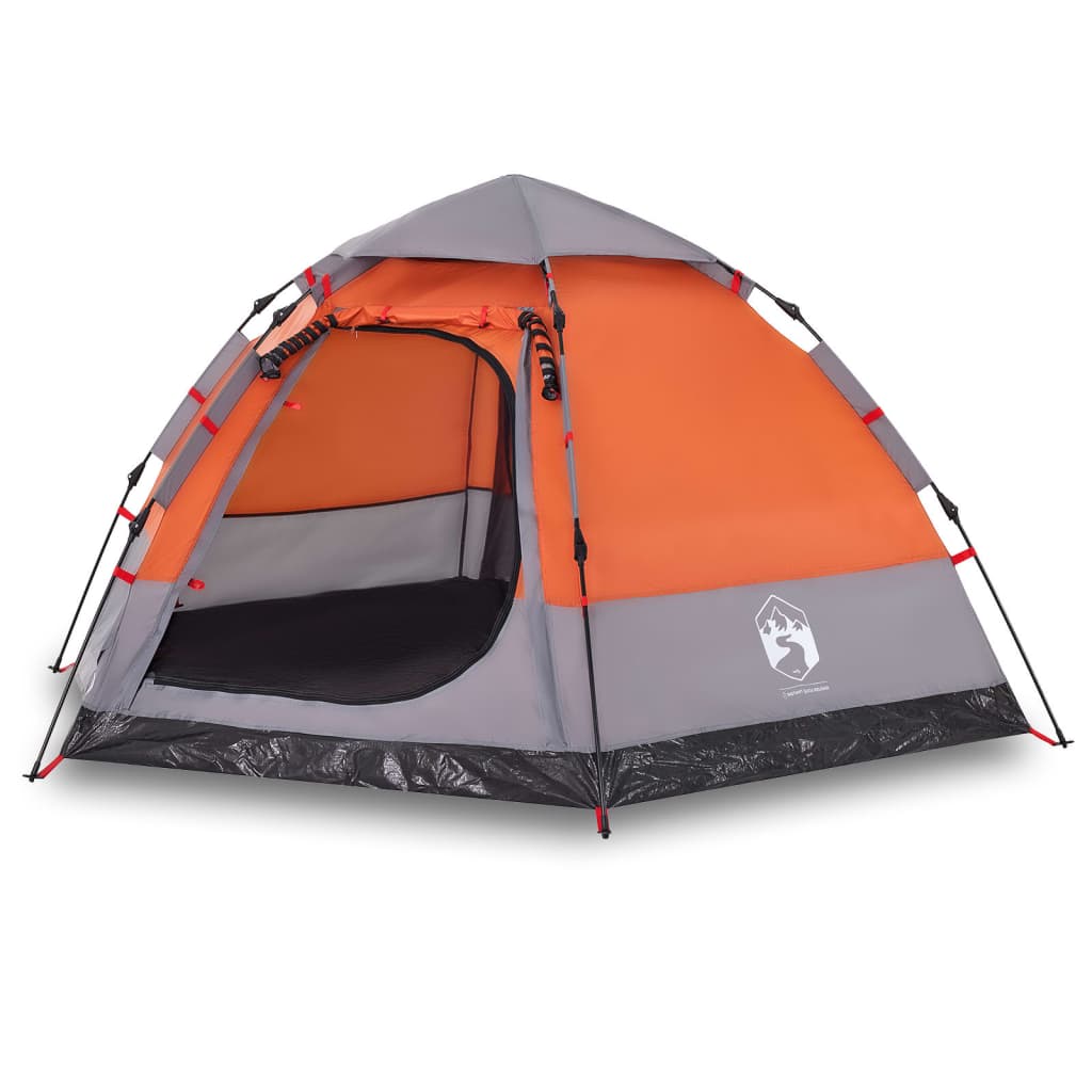 Kampeertent 4-persoons snelontgrendeling grijs en oranje is nu te koop bij PeponiXL, paradijselijk wonen!
