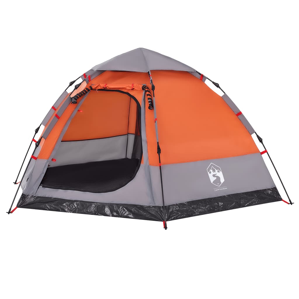 Kampeertent 4-persoons snelontgrendeling grijs en oranje is nu te koop bij PeponiXL, paradijselijk wonen!