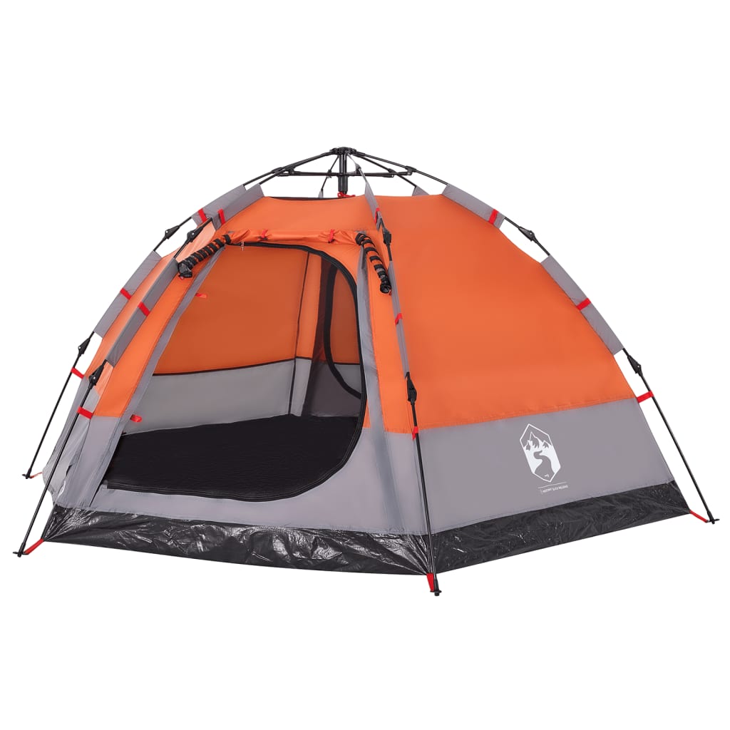 Kampeertent 4-persoons snelontgrendeling grijs en oranje is nu te koop bij PeponiXL, paradijselijk wonen!