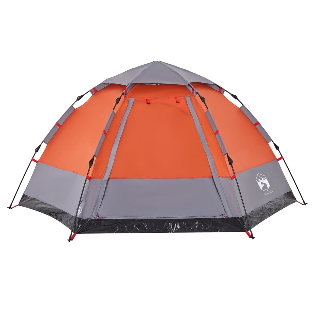 Kampeertent 4-persoons snelontgrendeling grijs en oranje is nu te koop bij PeponiXL, paradijselijk wonen!