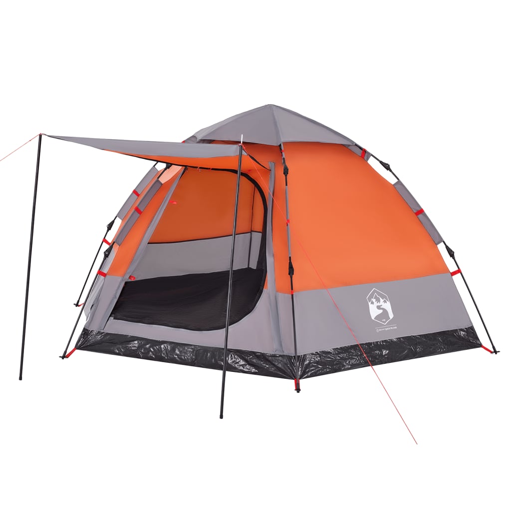 Kampeertent 4-persoons snelontgrendeling grijs en oranje is nu te koop bij PeponiXL, paradijselijk wonen!