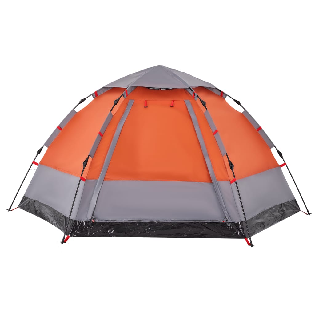 Kampeertent 4-persoons snelontgrendeling grijs en oranje is nu te koop bij PeponiXL, paradijselijk wonen!