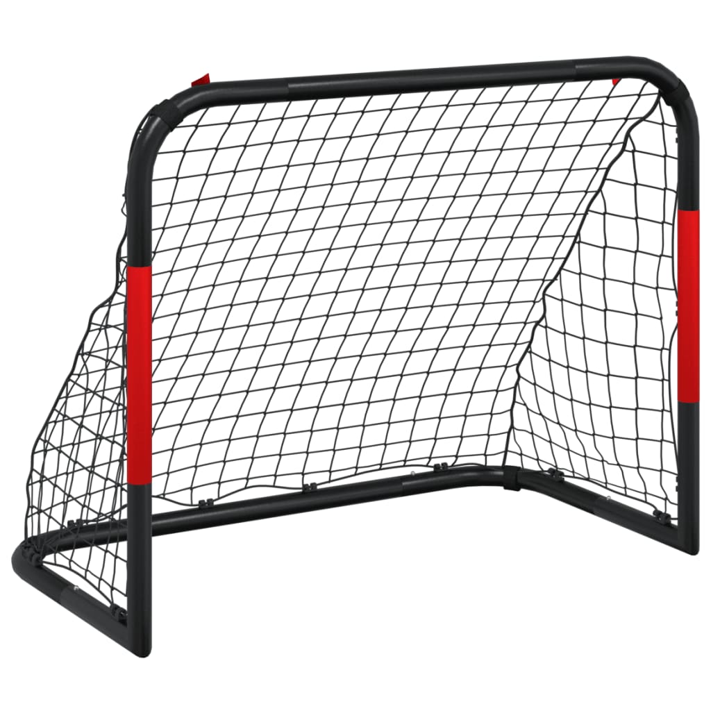 Voetbaldoel met net 90x48x71 cm staal rood en zwart is nu te koop bij PeponiXL, paradijselijk wonen!