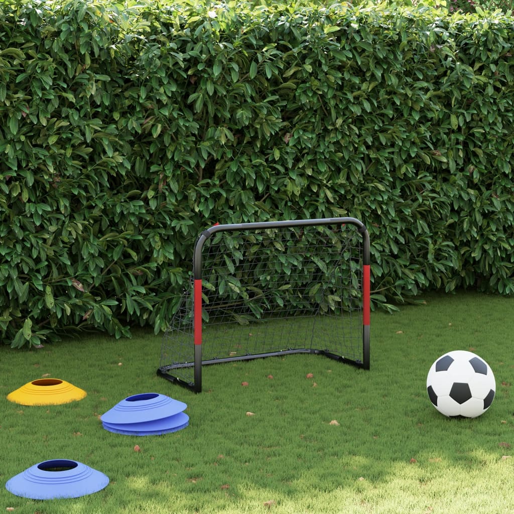 Voetbaldoel met net 90x48x71 cm staal rood en zwart is nu te koop bij PeponiXL, paradijselijk wonen!