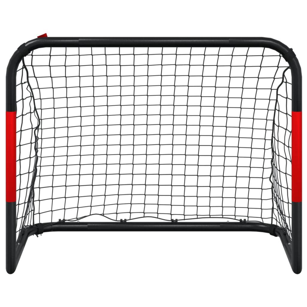 Voetbaldoel met net 90x48x71 cm staal rood en zwart is nu te koop bij PeponiXL, paradijselijk wonen!