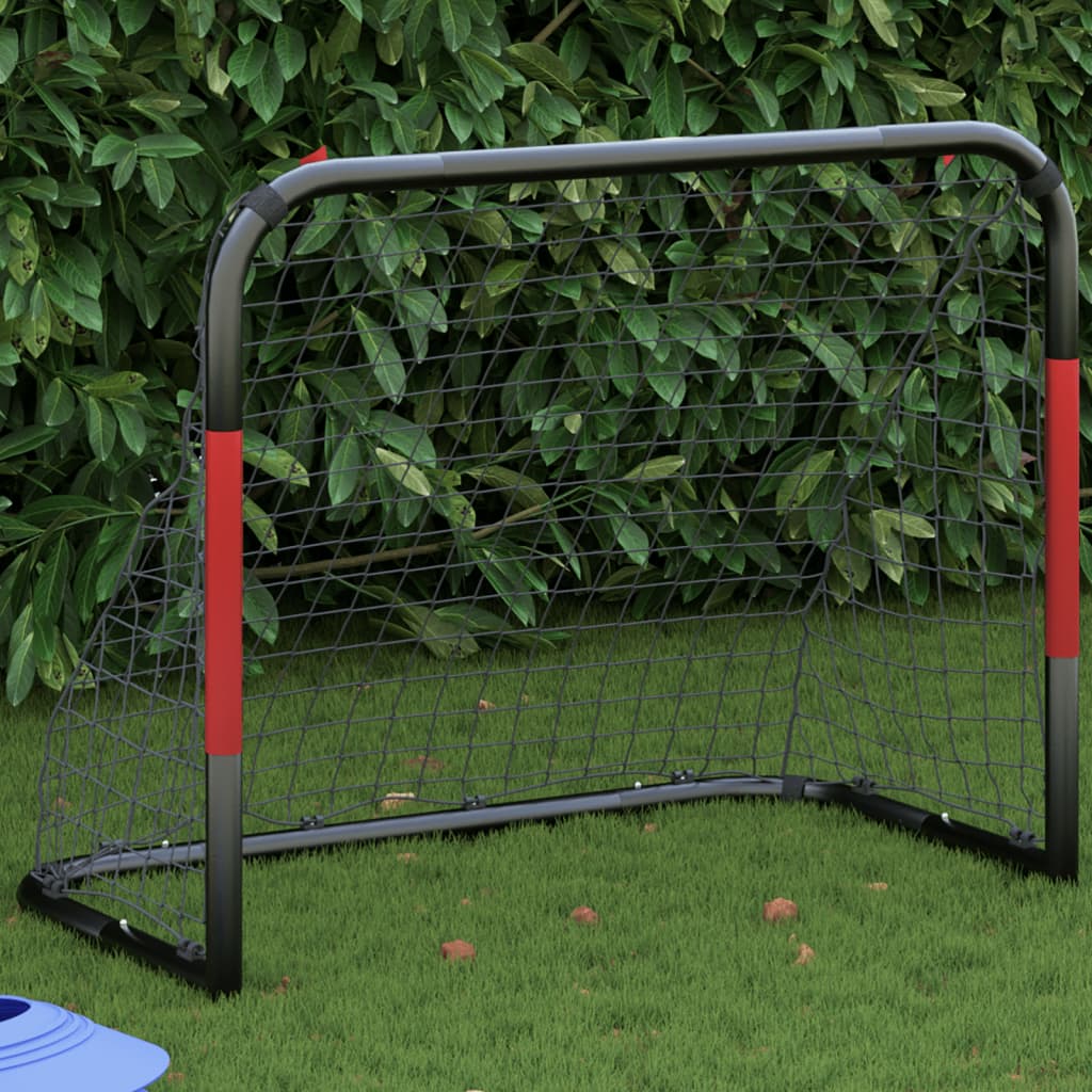 Voetbaldoel met net 90x48x71 cm staal rood en zwart is nu te koop bij PeponiXL, paradijselijk wonen!