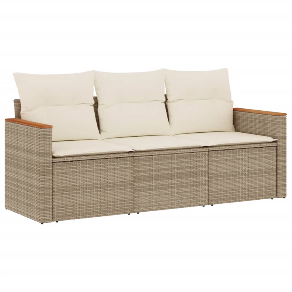 3-delige Loungeset met kussens poly rattan beige is nu te koop bij PeponiXL, paradijselijk wonen!