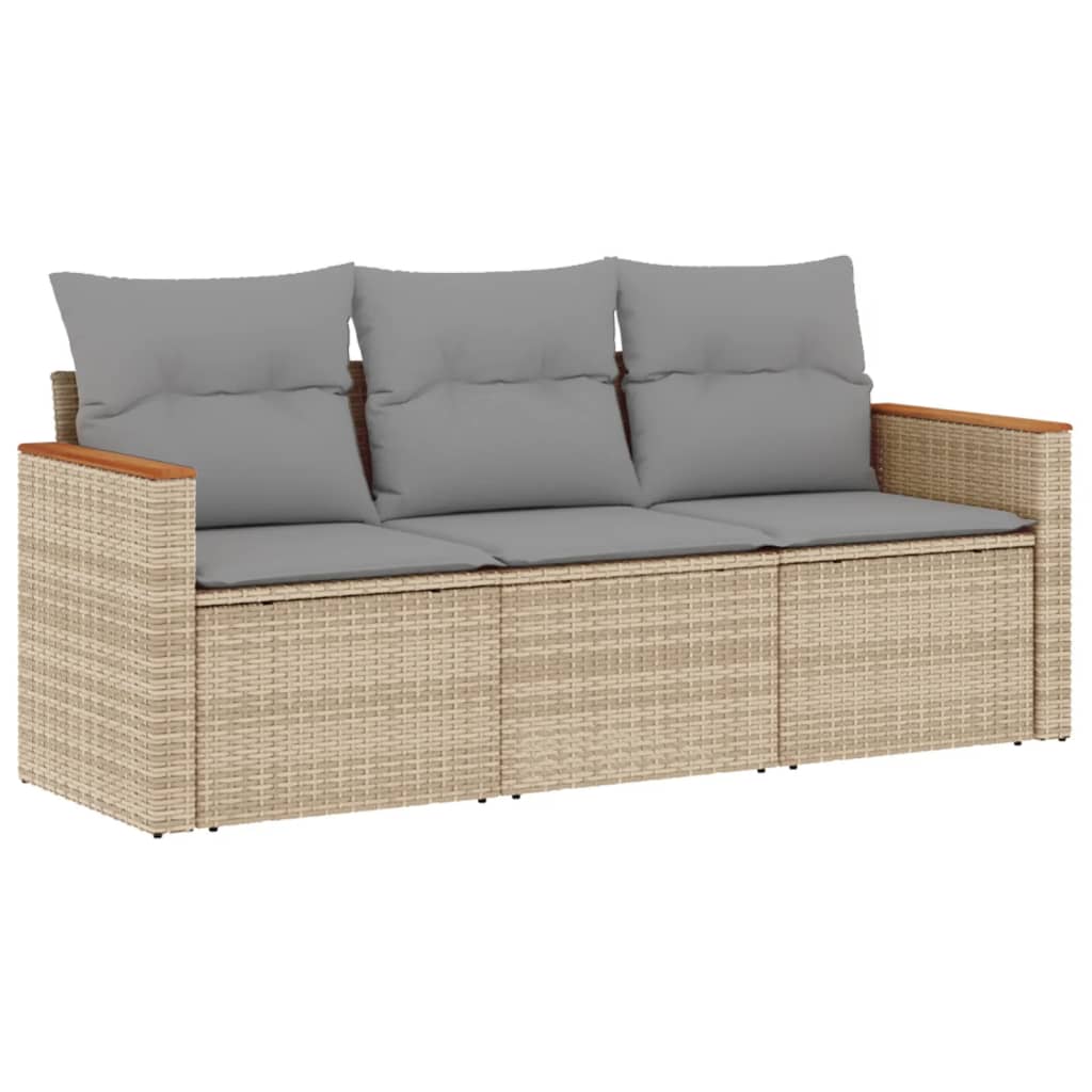 3-delige Loungeset met kussens poly rattan beige is nu te koop bij PeponiXL, paradijselijk wonen!