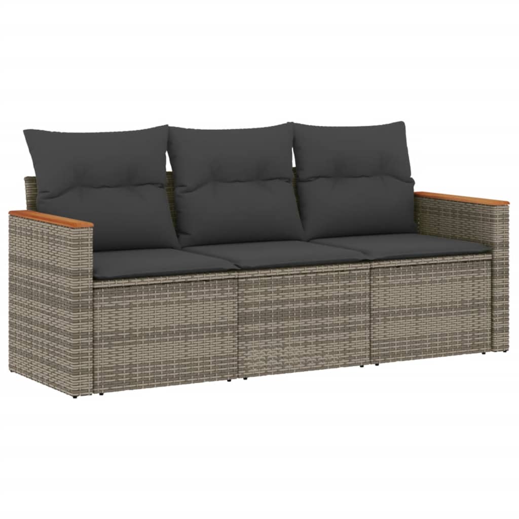 3-delige Loungeset met kussens poly rattan grijs is nu te koop bij PeponiXL, paradijselijk wonen!