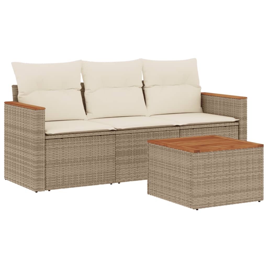 4-delige Loungeset met kussens poly rattan beige is nu te koop bij PeponiXL, paradijselijk wonen!