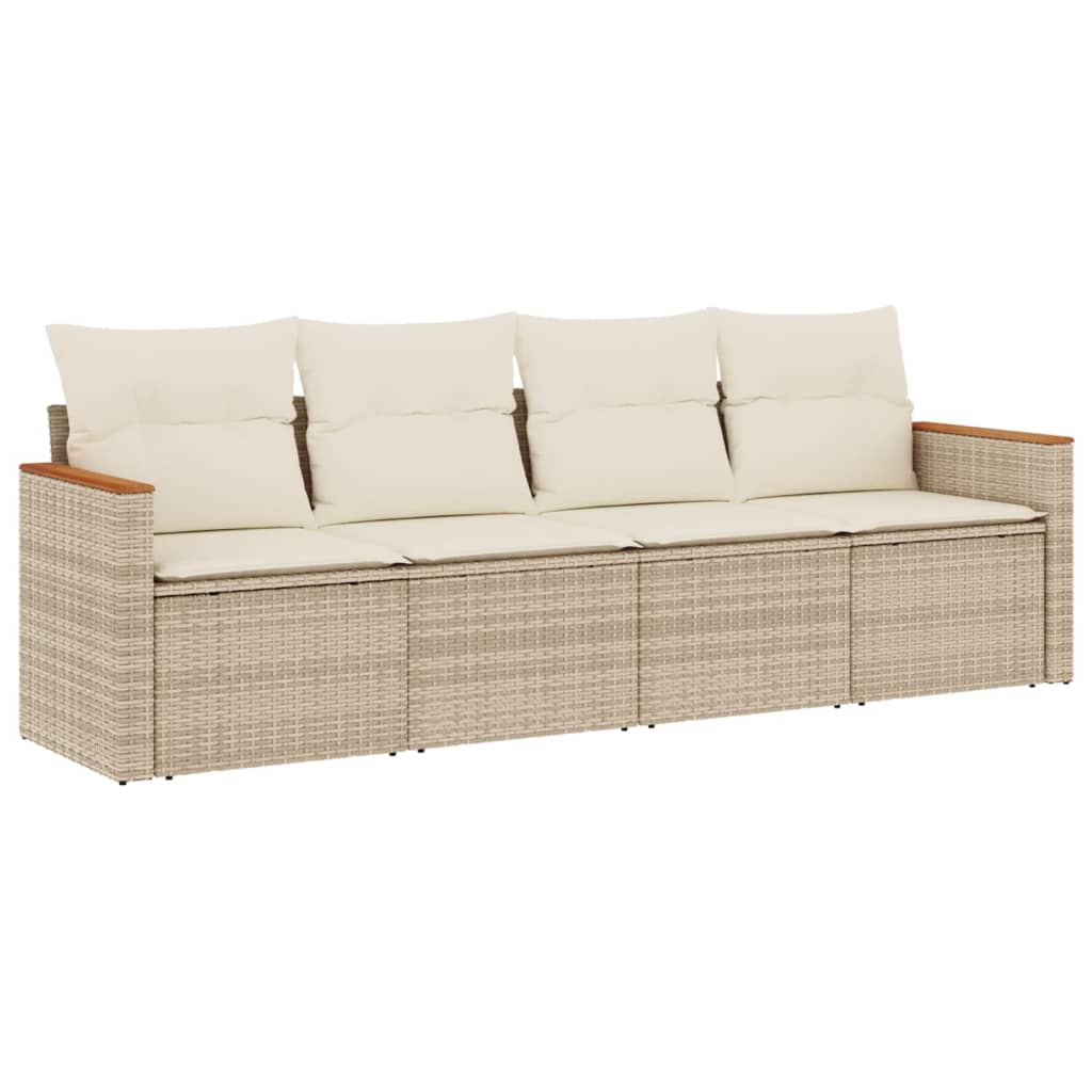 4-delige Loungeset met kussens poly rattan beige is nu te koop bij PeponiXL, paradijselijk wonen!