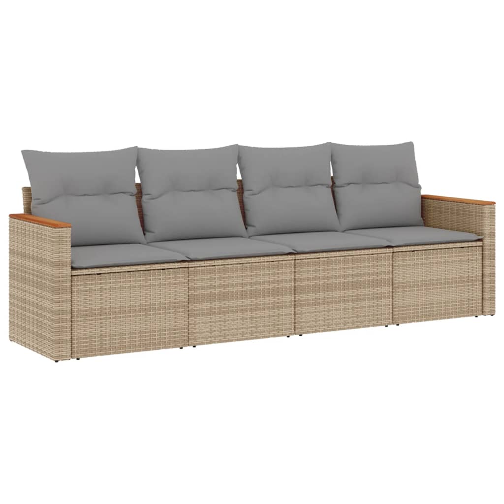 4-delige Loungeset met kussens poly rattan beige is nu te koop bij PeponiXL, paradijselijk wonen!