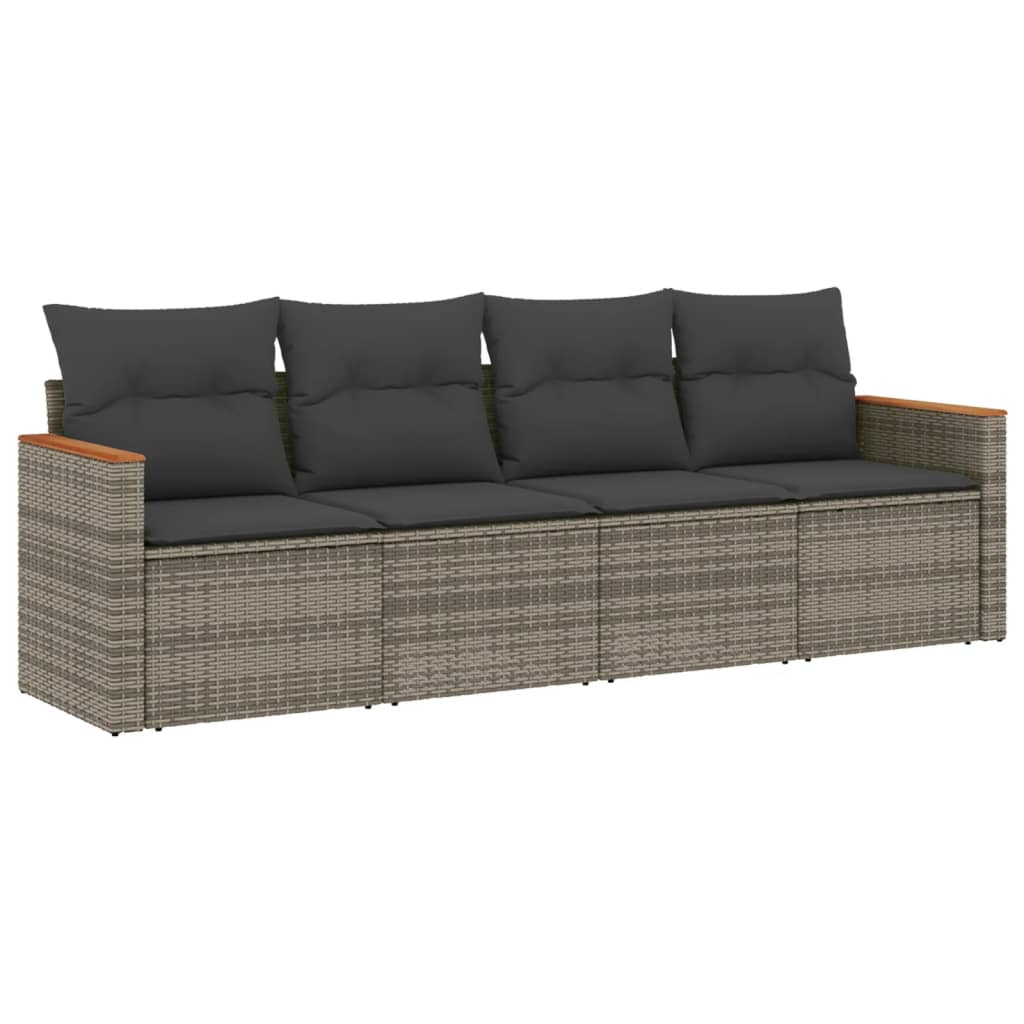 4-delige Loungeset met kussens poly rattan grijs is nu te koop bij PeponiXL, paradijselijk wonen!