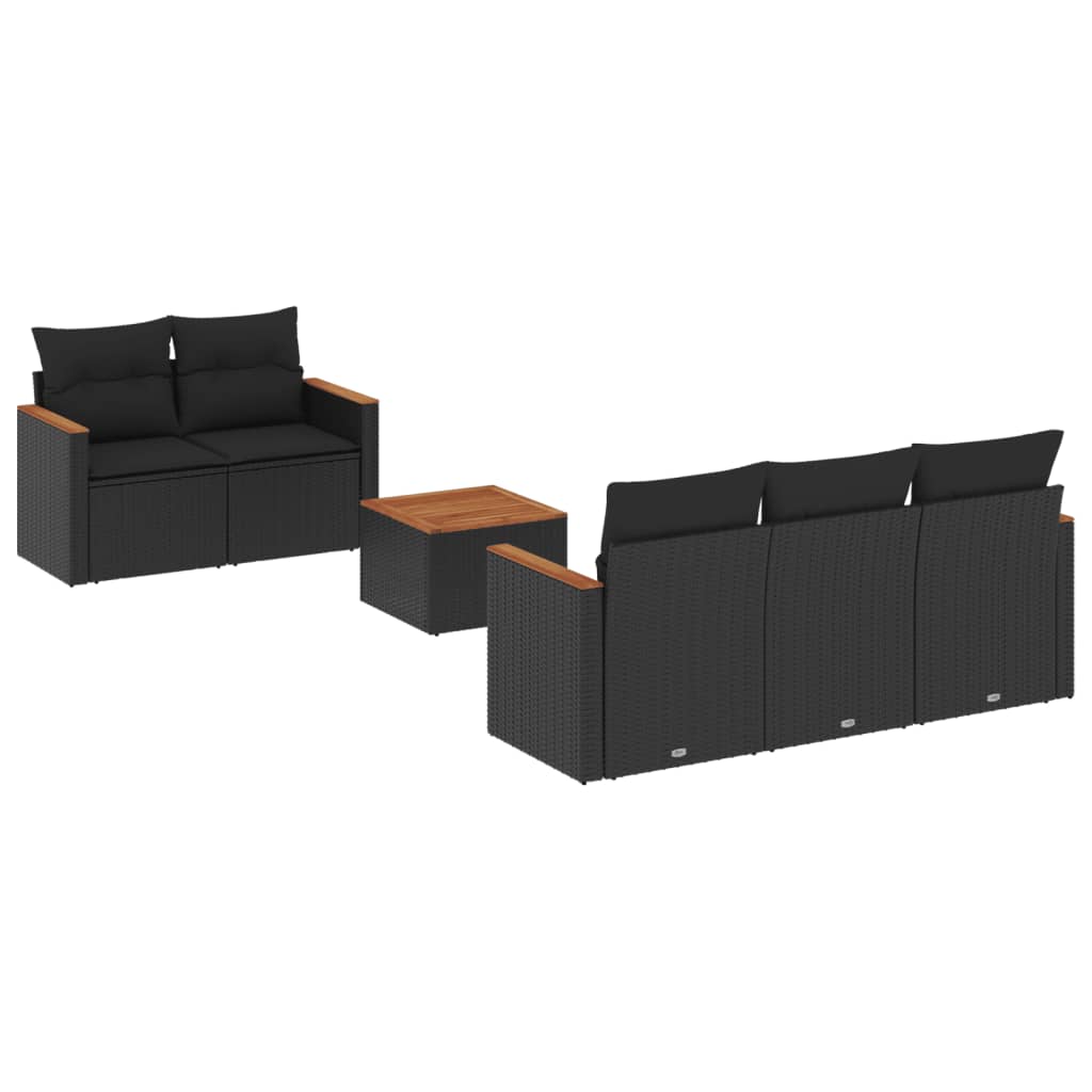 6-delige Loungeset met kussens poly rattan zwart is nu te koop bij PeponiXL, paradijselijk wonen!
