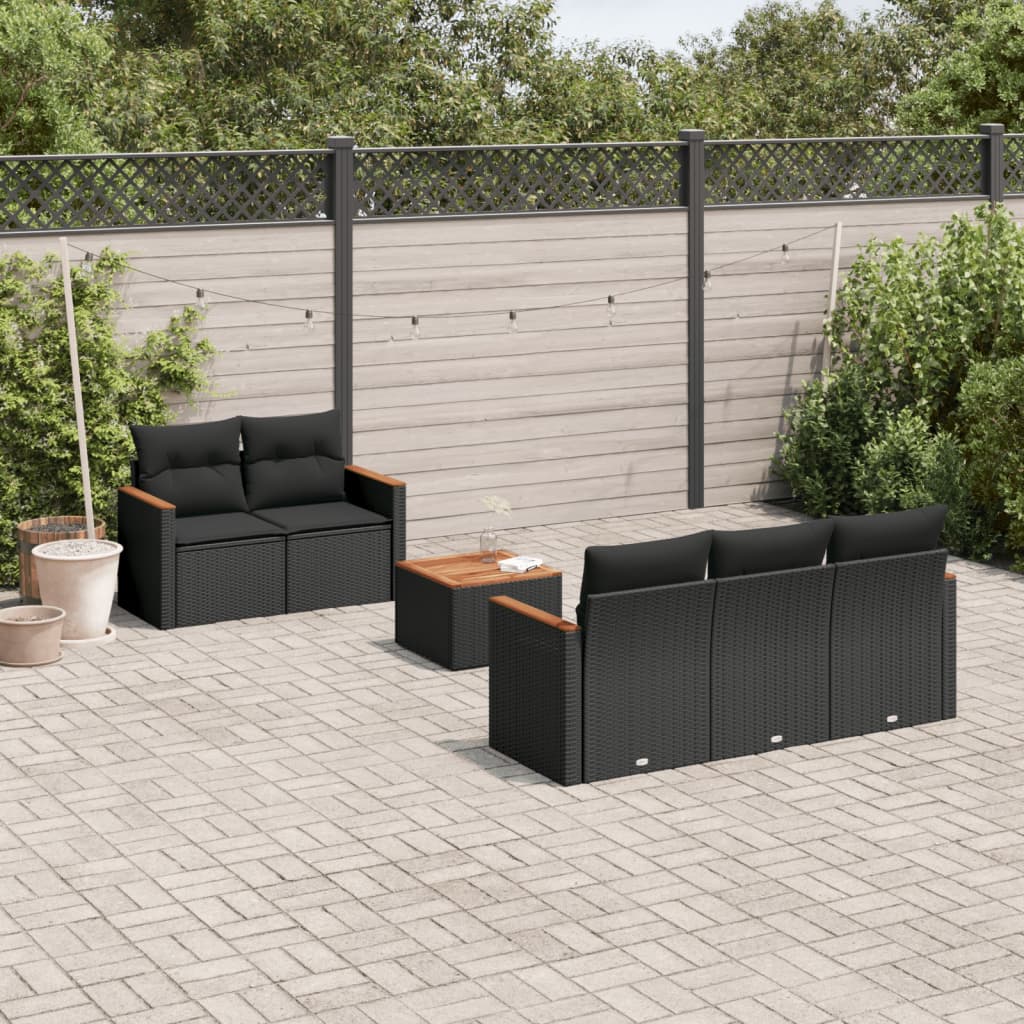 6-delige Loungeset met kussens poly rattan zwart is nu te koop bij PeponiXL, paradijselijk wonen!