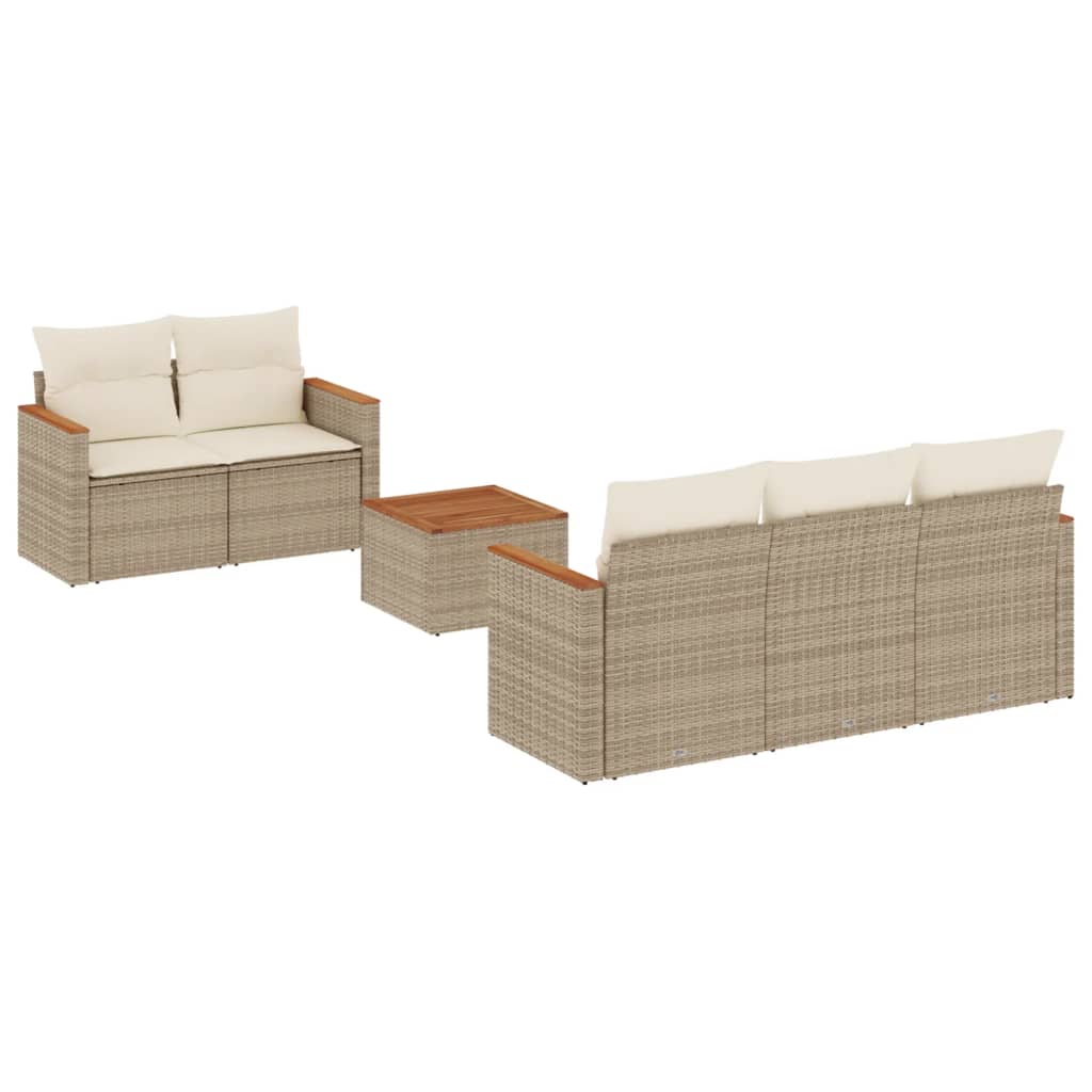 6-delige Loungeset met kussens poly rattan beige is nu te koop bij PeponiXL, paradijselijk wonen!
