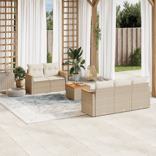 6-delige Loungeset met kussens poly rattan beige is nu te koop bij PeponiXL, paradijselijk wonen!