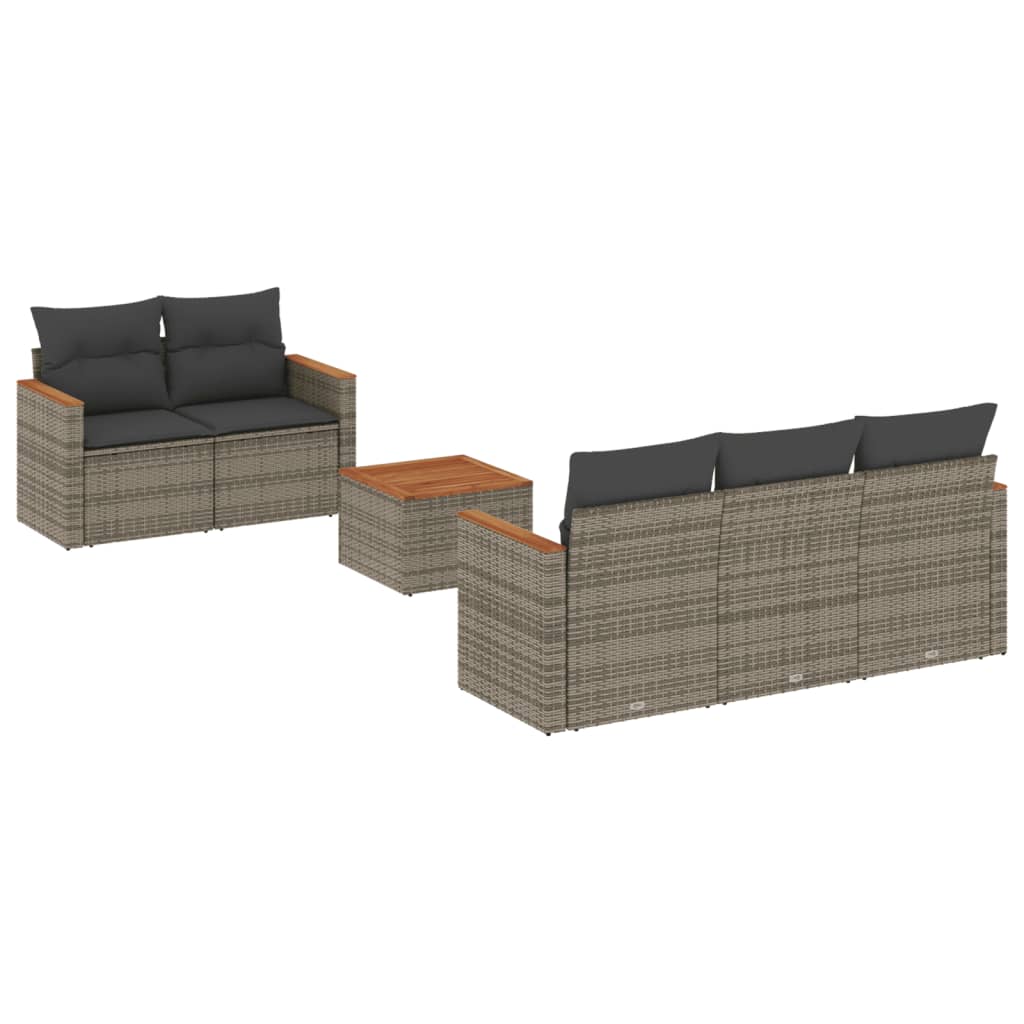 6-delige Loungeset met kussens poly rattan grijs is nu te koop bij PeponiXL, paradijselijk wonen!