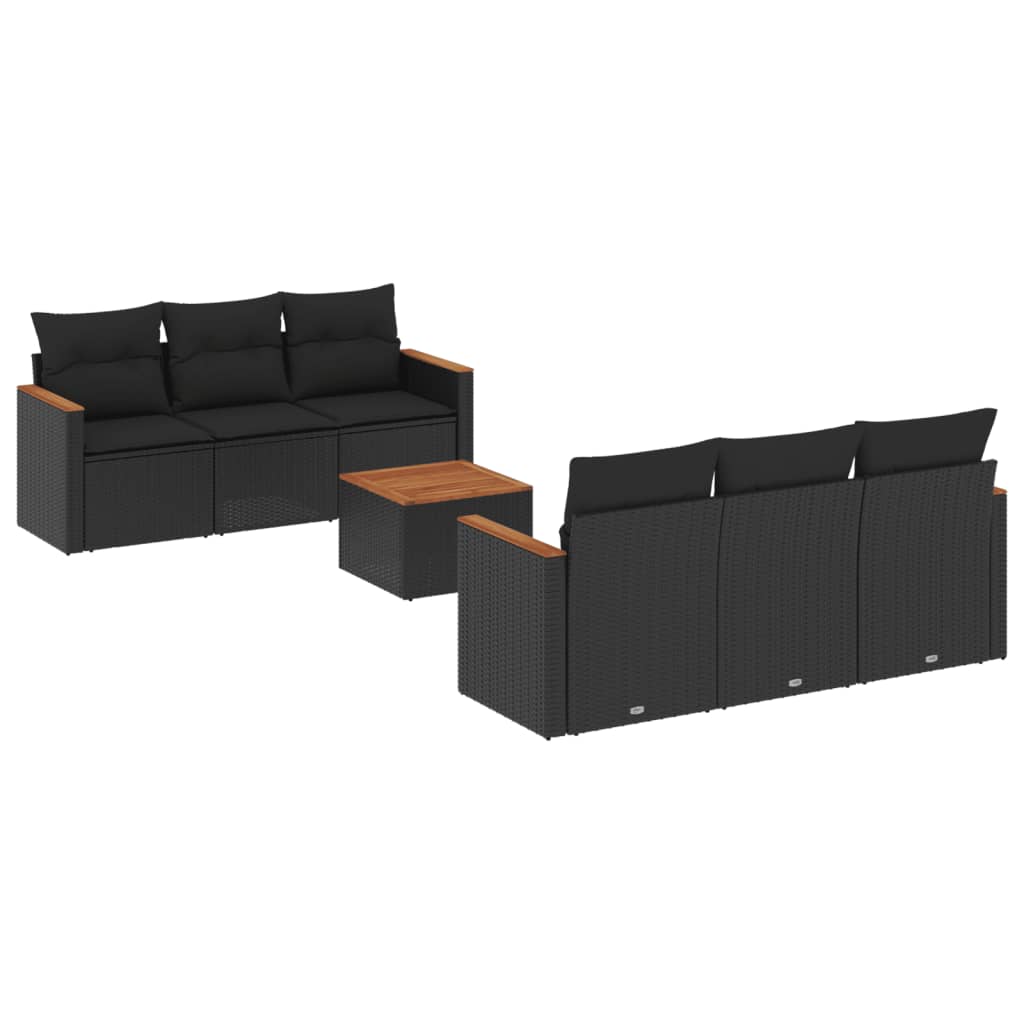 7-delige Loungeset met kussens poly rattan zwart is nu te koop bij PeponiXL, paradijselijk wonen!