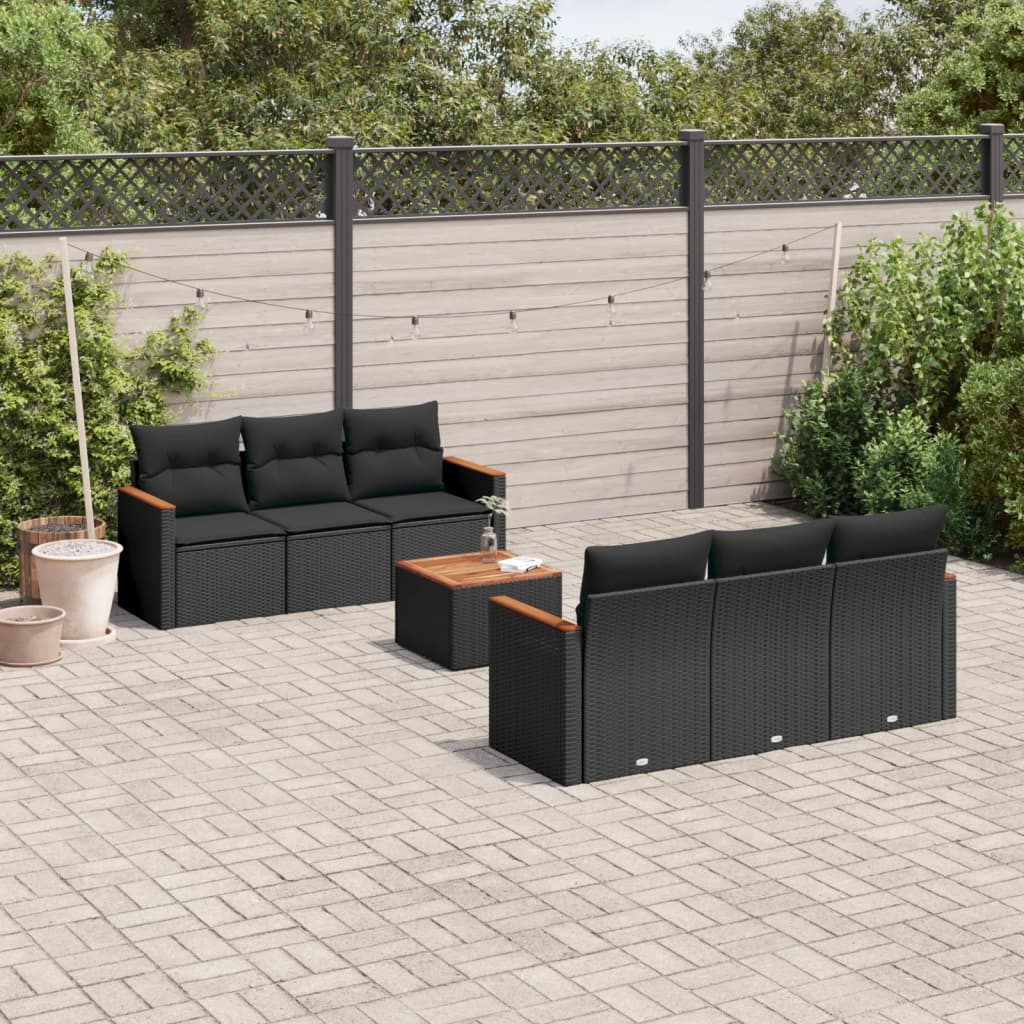 7-delige Loungeset met kussens poly rattan zwart is nu te koop bij PeponiXL, paradijselijk wonen!