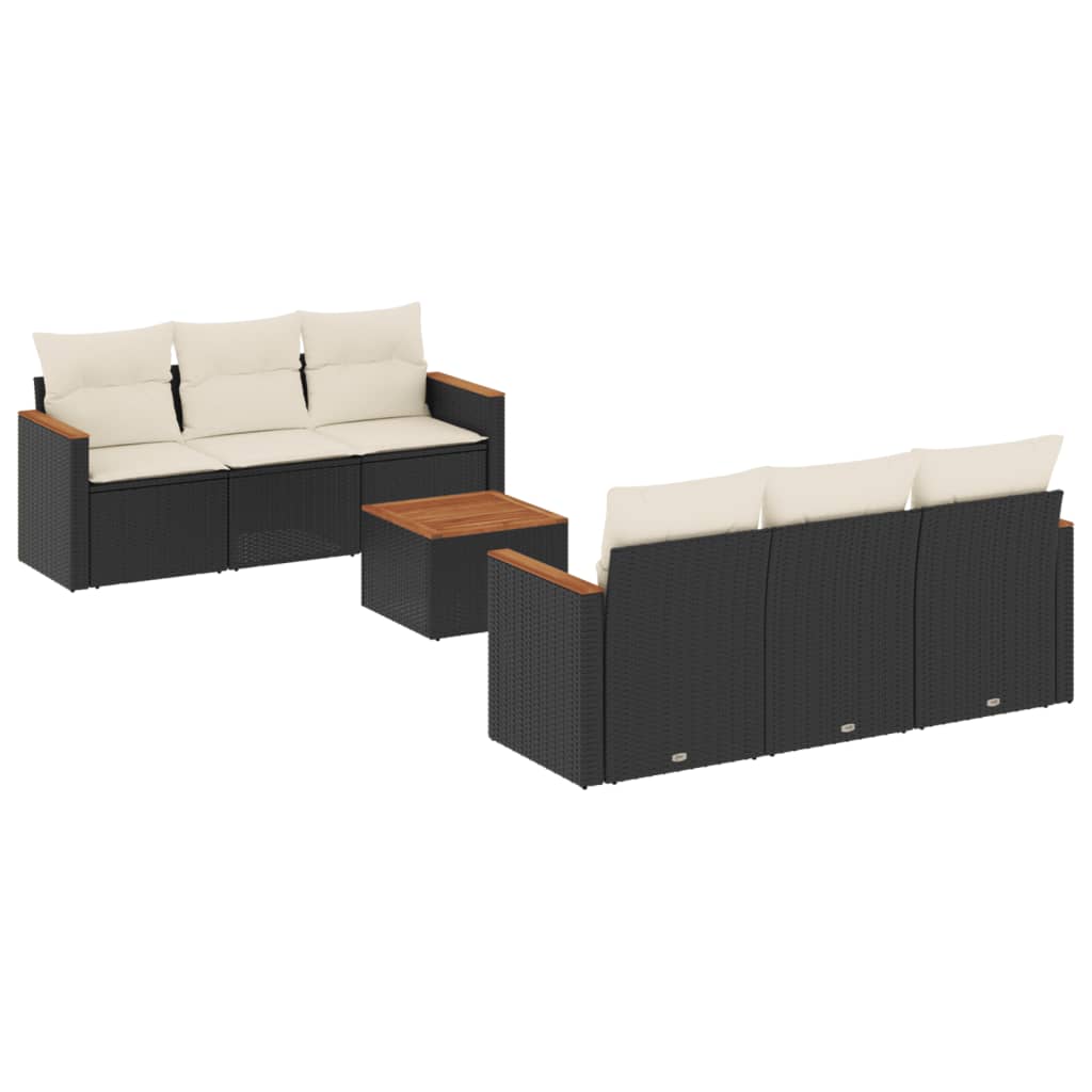 7-delige Loungeset met kussens poly rattan zwart is nu te koop bij PeponiXL, paradijselijk wonen!