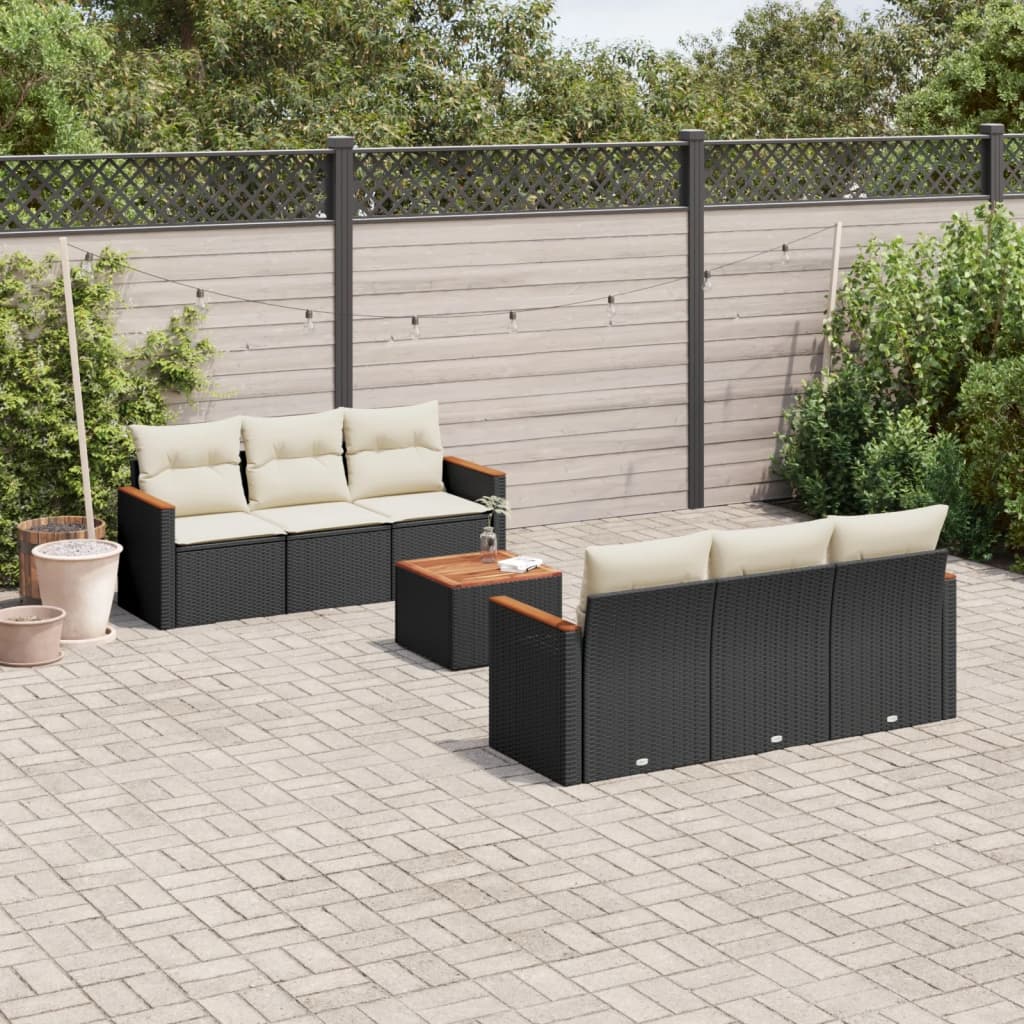 7-delige Loungeset met kussens poly rattan zwart is nu te koop bij PeponiXL, paradijselijk wonen!