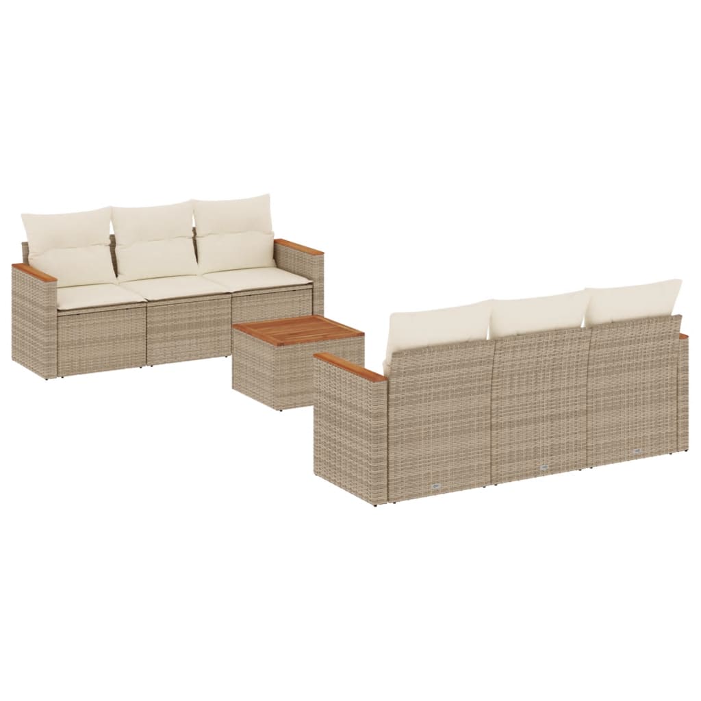 7-delige Loungeset met kussens poly rattan beige is nu te koop bij PeponiXL, paradijselijk wonen!