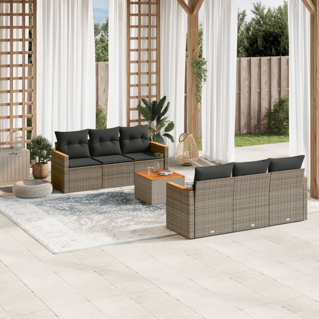 7-delige Loungeset met kussens poly rattan grijs is nu te koop bij PeponiXL, paradijselijk wonen!