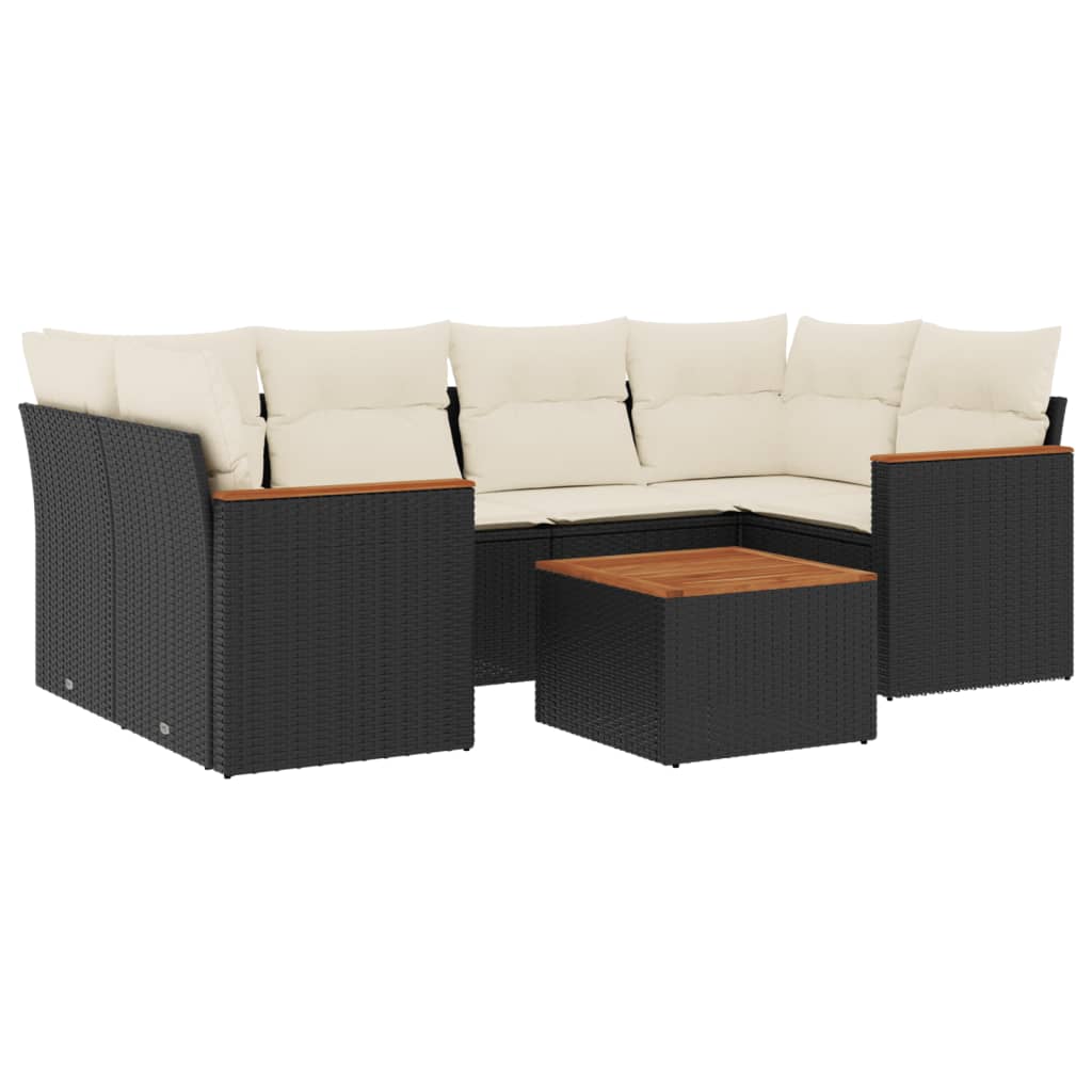 7-delige Loungeset met kussens poly rattan zwart is nu te koop bij PeponiXL, paradijselijk wonen!