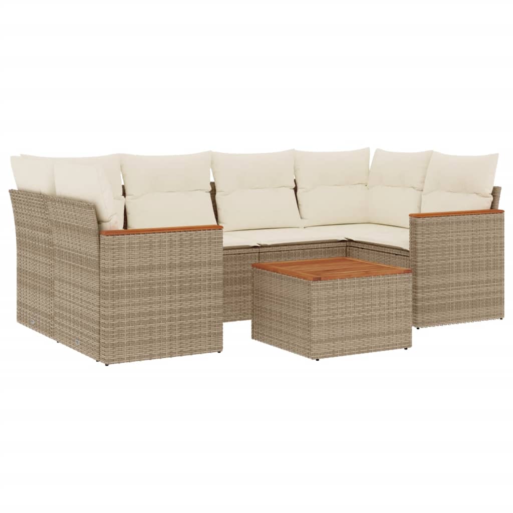 7-delige Loungeset met kussens poly rattan beige is nu te koop bij PeponiXL, paradijselijk wonen!