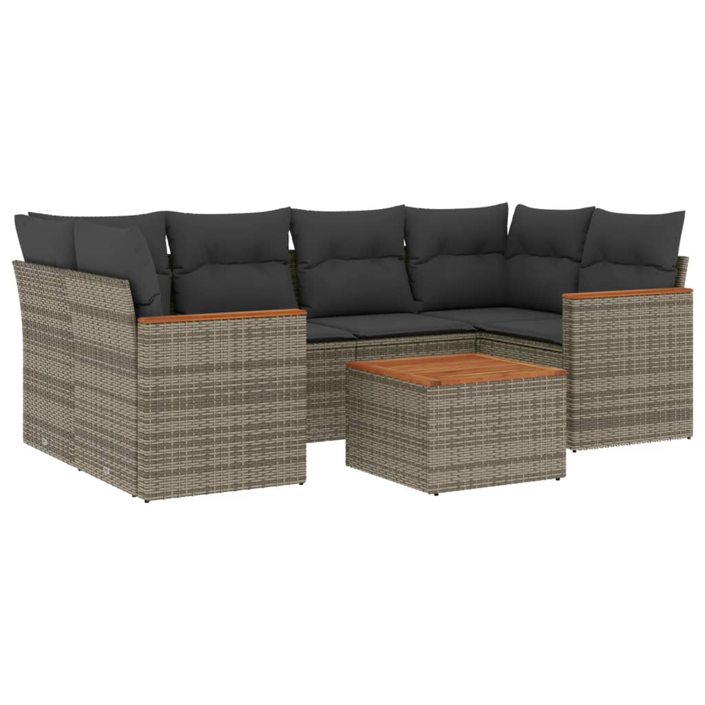 7-delige Loungeset met kussens poly rattan grijs is nu te koop bij PeponiXL, paradijselijk wonen!