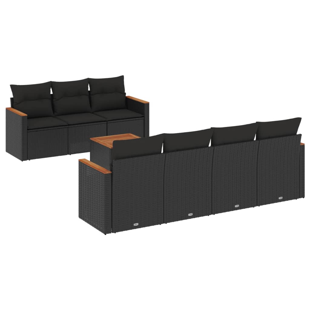 8-delige Loungeset met kussens poly rattan zwart is nu te koop bij PeponiXL, paradijselijk wonen!
