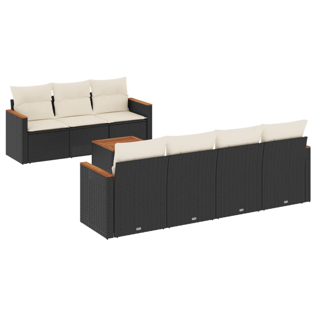 8-delige Loungeset met kussens poly rattan zwart is nu te koop bij PeponiXL, paradijselijk wonen!