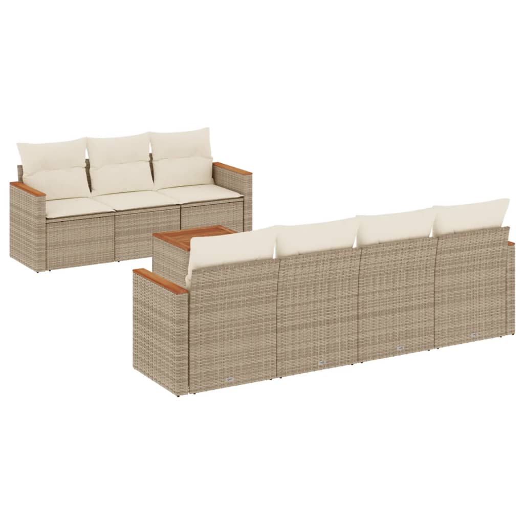 8-delige Loungeset met kussens poly rattan beige is nu te koop bij PeponiXL, paradijselijk wonen!
