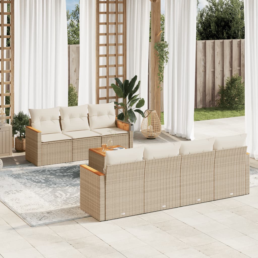 8-delige Loungeset met kussens poly rattan beige is nu te koop bij PeponiXL, paradijselijk wonen!