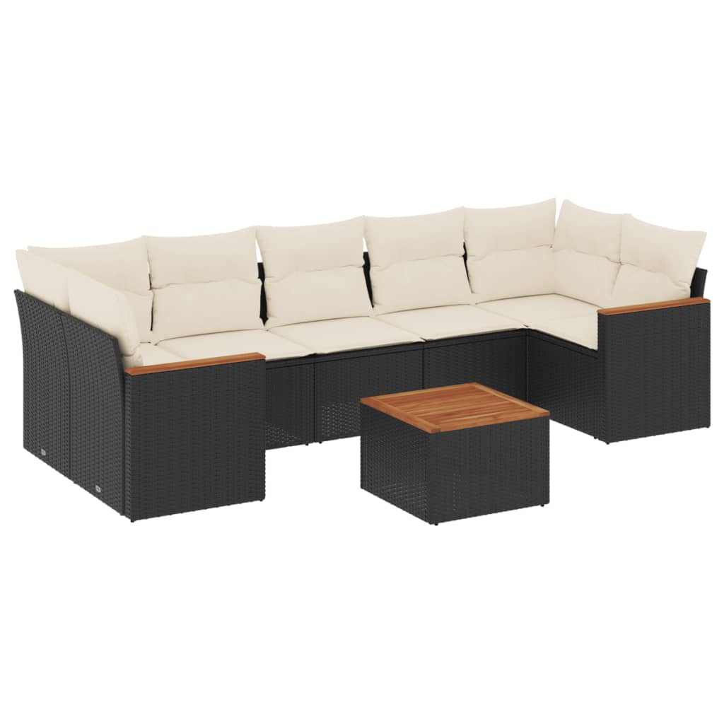 8-delige Loungeset met kussens poly rattan zwart is nu te koop bij PeponiXL, paradijselijk wonen!