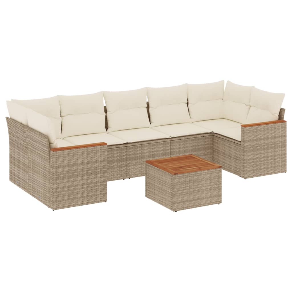 8-delige Loungeset met kussens poly rattan beige is nu te koop bij PeponiXL, paradijselijk wonen!