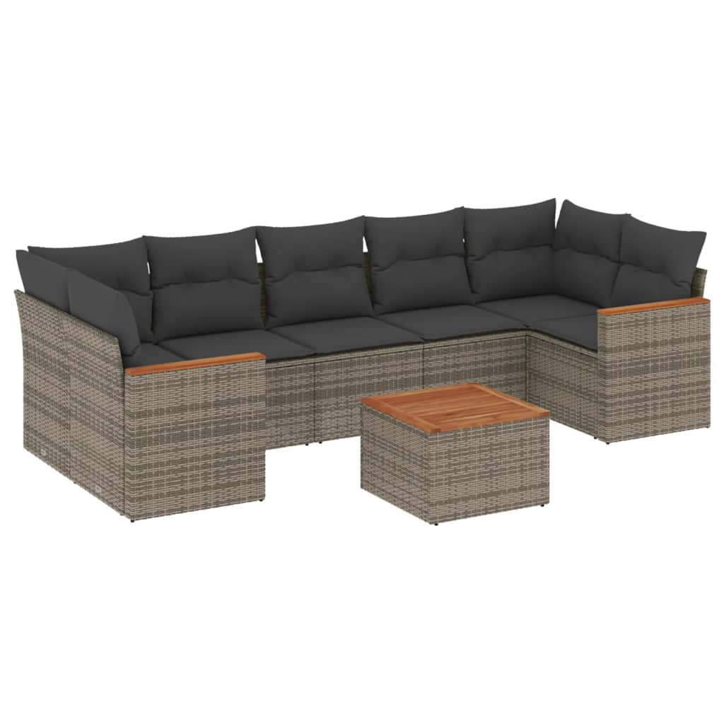 8-delige Loungeset met kussens poly rattan grijs is nu te koop bij PeponiXL, paradijselijk wonen!