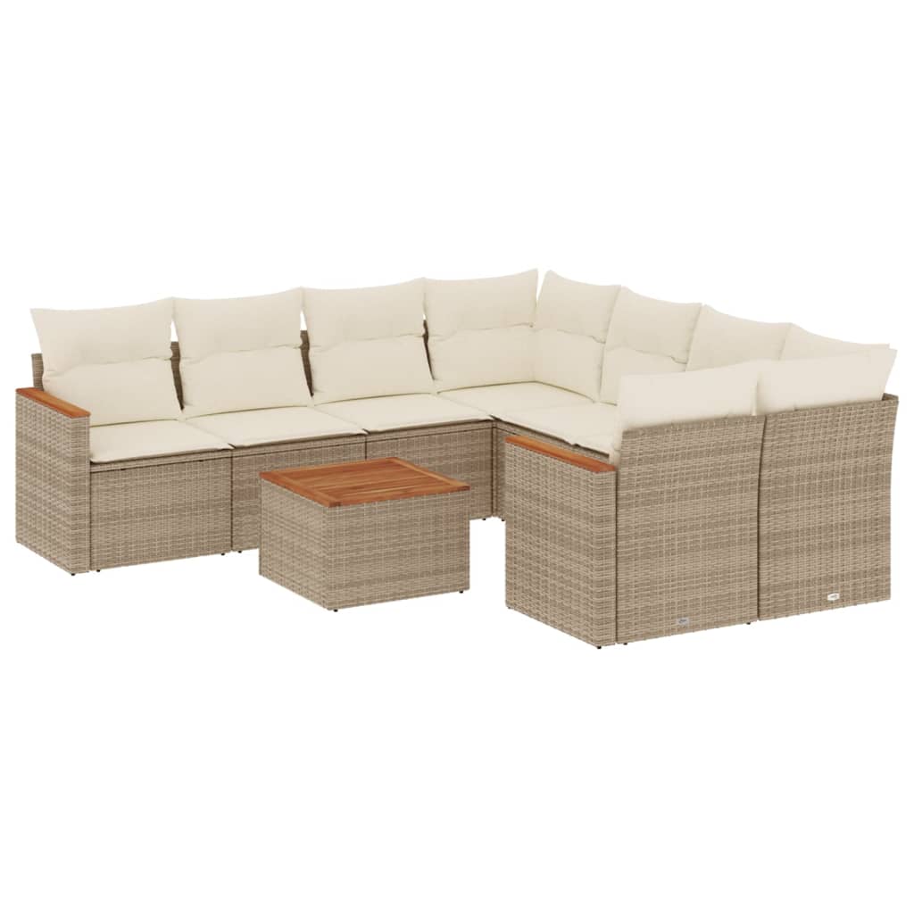 9-delige Loungeset met kussens poly rattan beige is nu te koop bij PeponiXL, paradijselijk wonen!