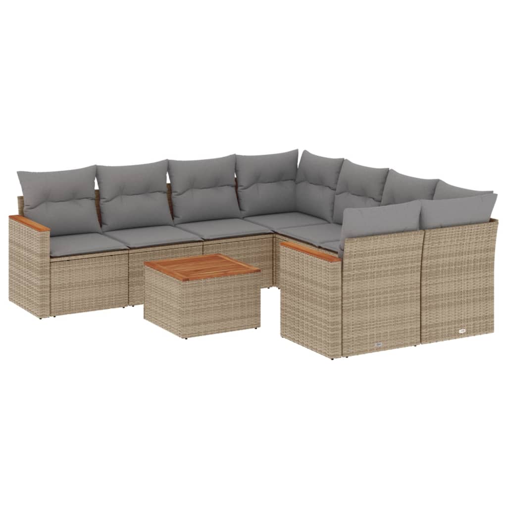 9-delige Loungeset met kussens poly rattan beige is nu te koop bij PeponiXL, paradijselijk wonen!