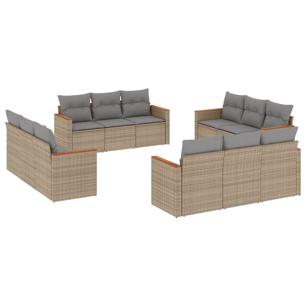 12-delige Loungeset met kussens poly rattan beige is nu te koop bij PeponiXL, paradijselijk wonen!
