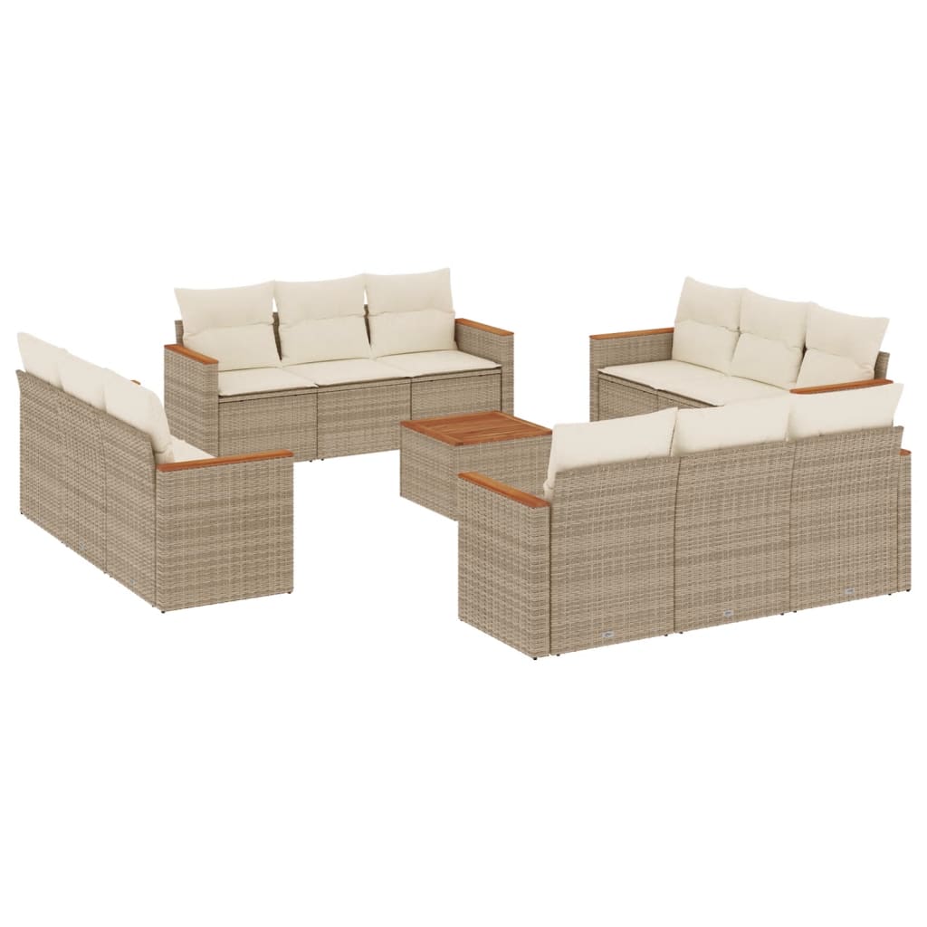 13-delige Loungeset met kussens poly rattan beige is nu te koop bij PeponiXL, paradijselijk wonen!