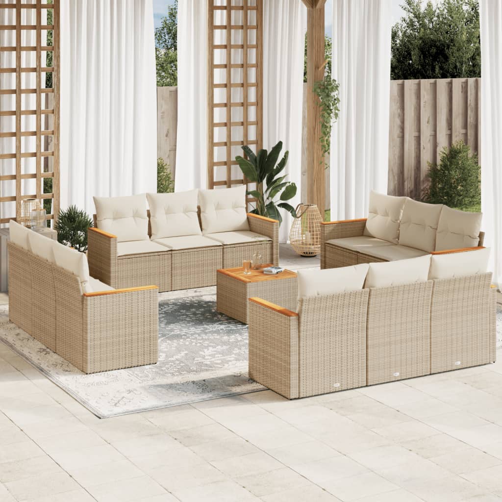 13-delige Loungeset met kussens poly rattan beige is nu te koop bij PeponiXL, paradijselijk wonen!