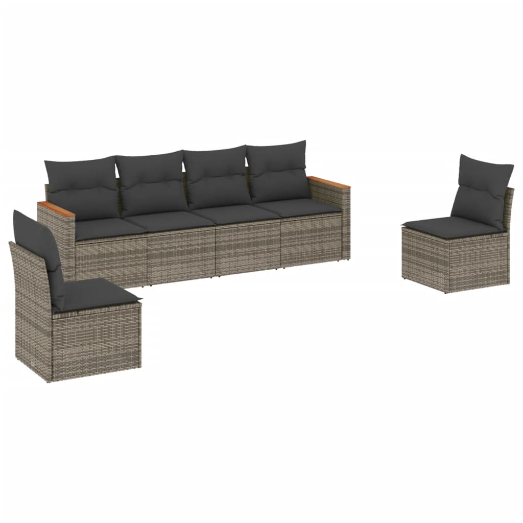 6-delige Loungeset met kussens poly rattan grijs is nu te koop bij PeponiXL, paradijselijk wonen!