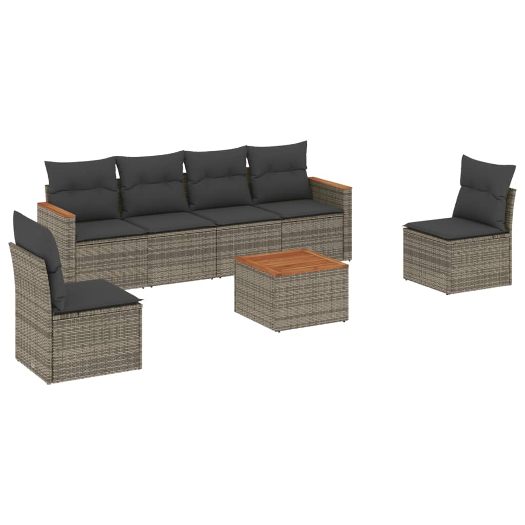 7-delige Loungeset met kussens poly rattan grijs is nu te koop bij PeponiXL, paradijselijk wonen!