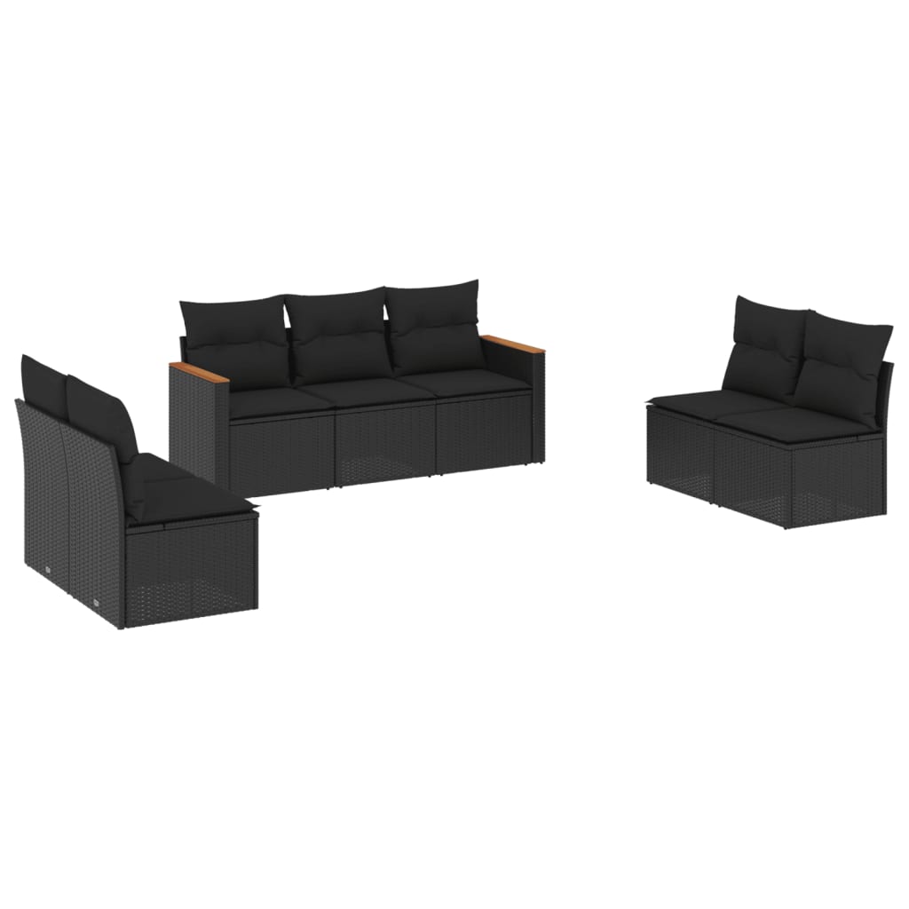 7-delige Loungeset met kussens poly rattan zwart is nu te koop bij PeponiXL, paradijselijk wonen!