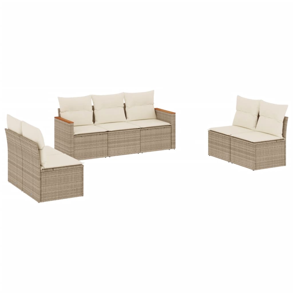 7-delige Loungeset met kussens poly rattan beige is nu te koop bij PeponiXL, paradijselijk wonen!